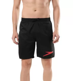 Men's Essential Placement Printed Watershorts - Black  &  Fed Red