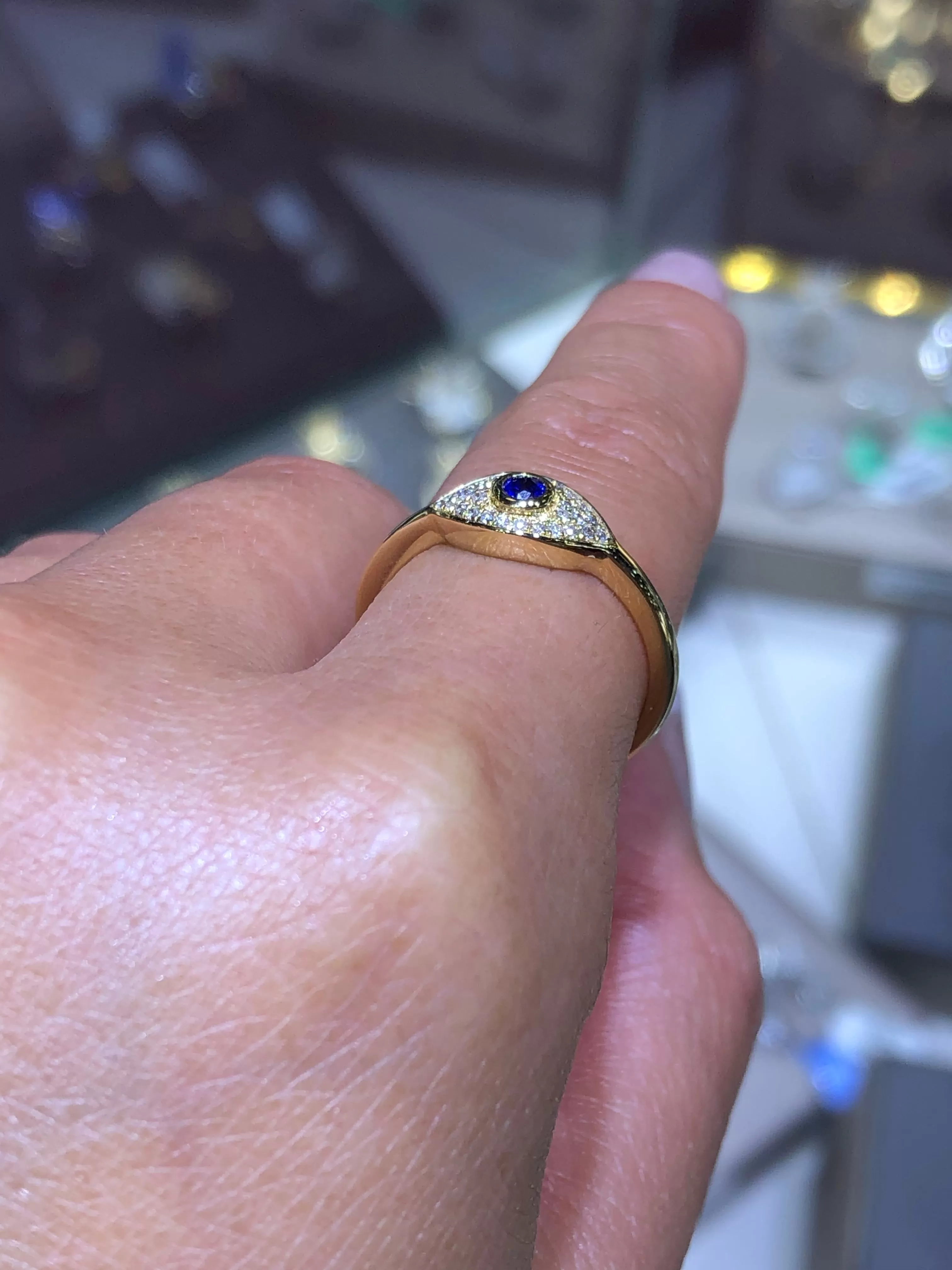 14K Gold Evil Eye Ring