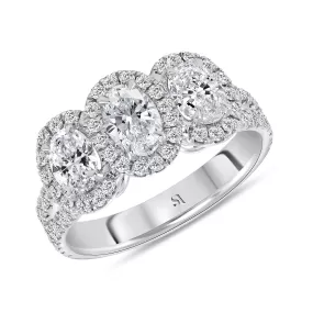 14K White Gold 3 Stone Diamond Ring