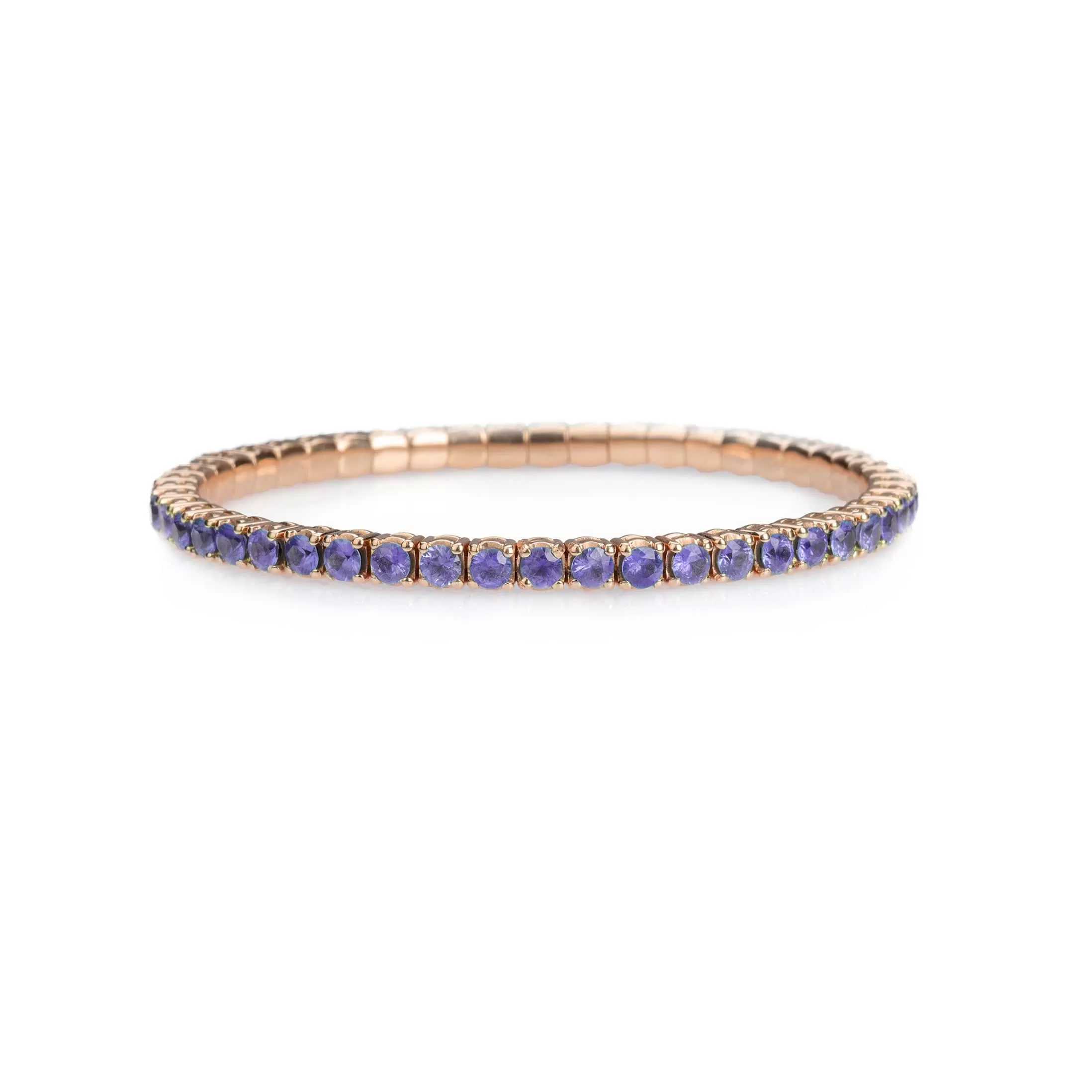 18K Gold Stretch & Stack Purple Sapphire Tennis Bracelet, 8.55-18 Carats