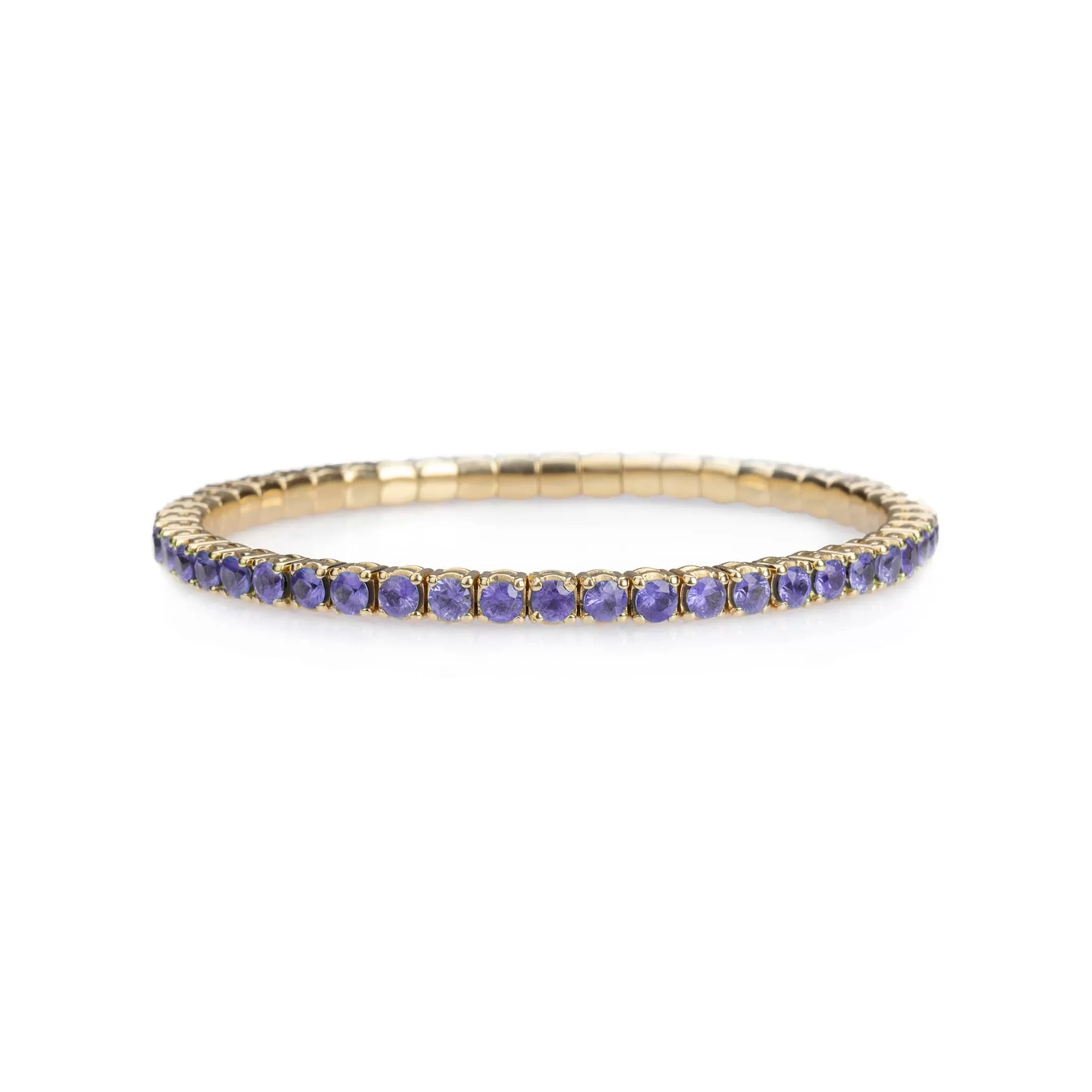 18K Gold Stretch & Stack Purple Sapphire Tennis Bracelet, 8.55-18 Carats