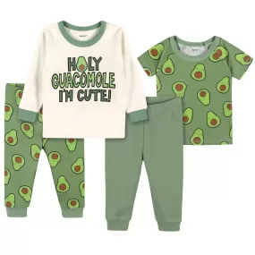 4-Piece Baby & Toddler Green Avocado Snug Fit Cotton Pajamas