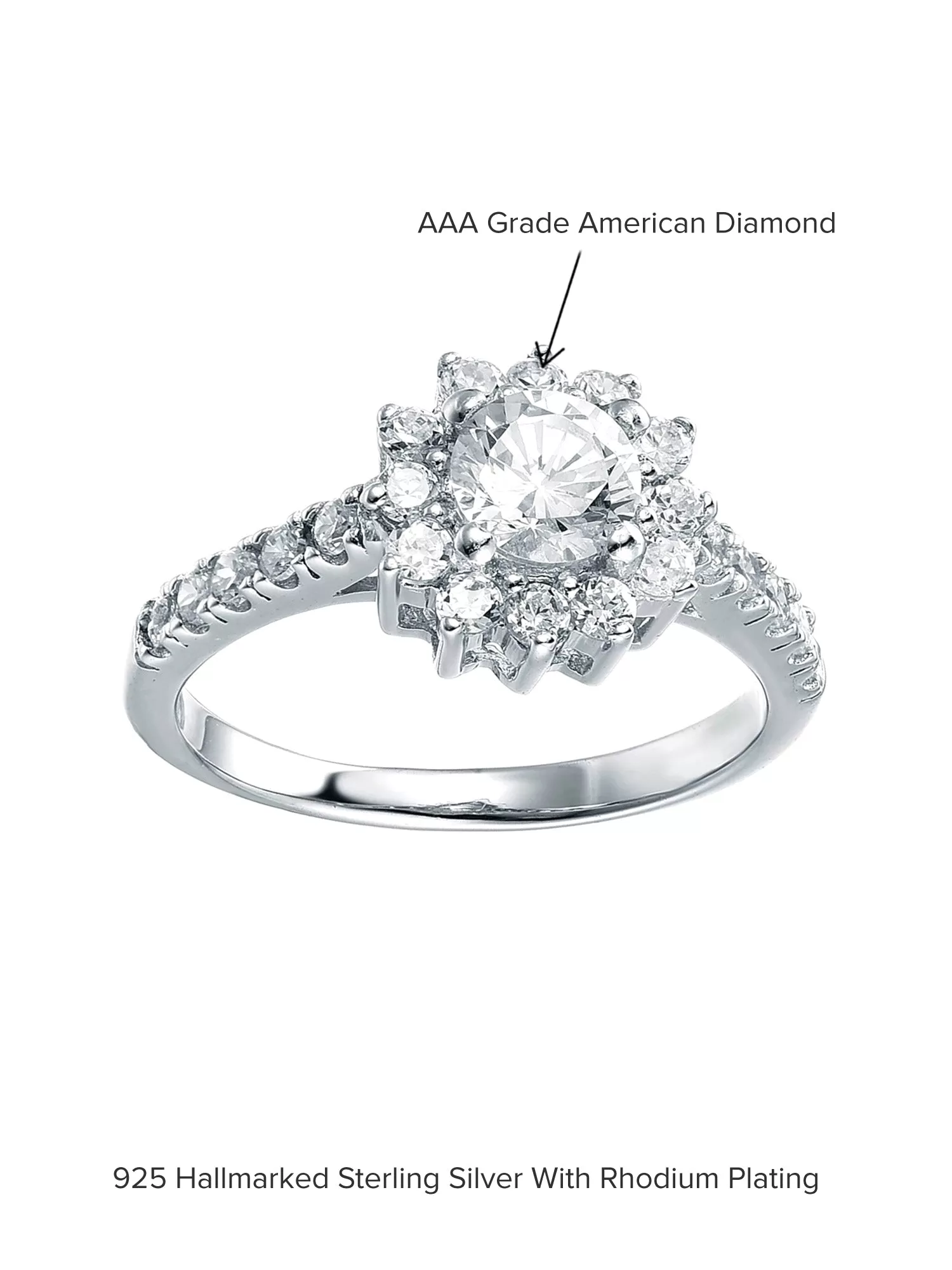 925 Silver Solitaire Flower Ring For Her