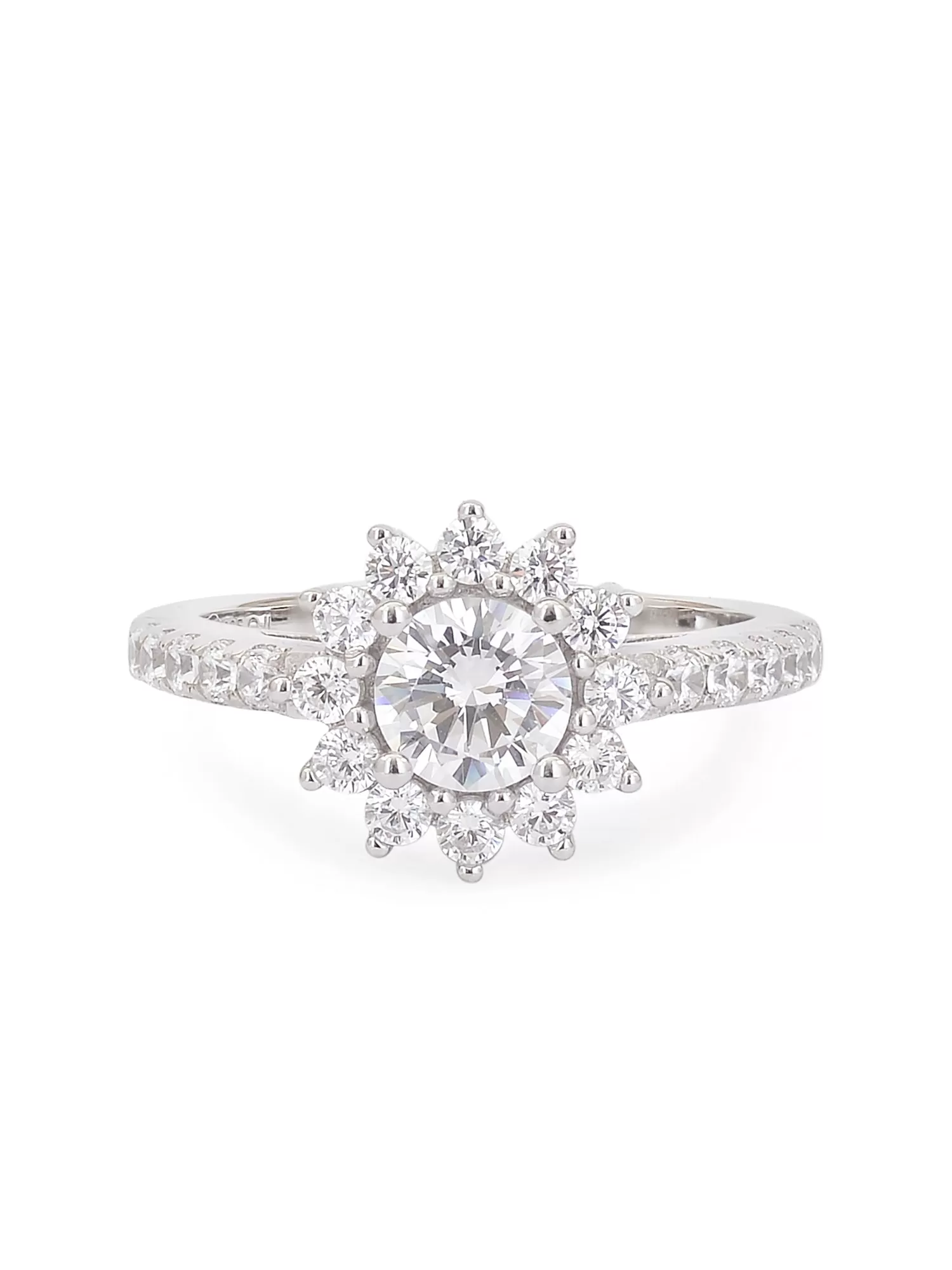 925 Silver Solitaire Flower Ring For Her