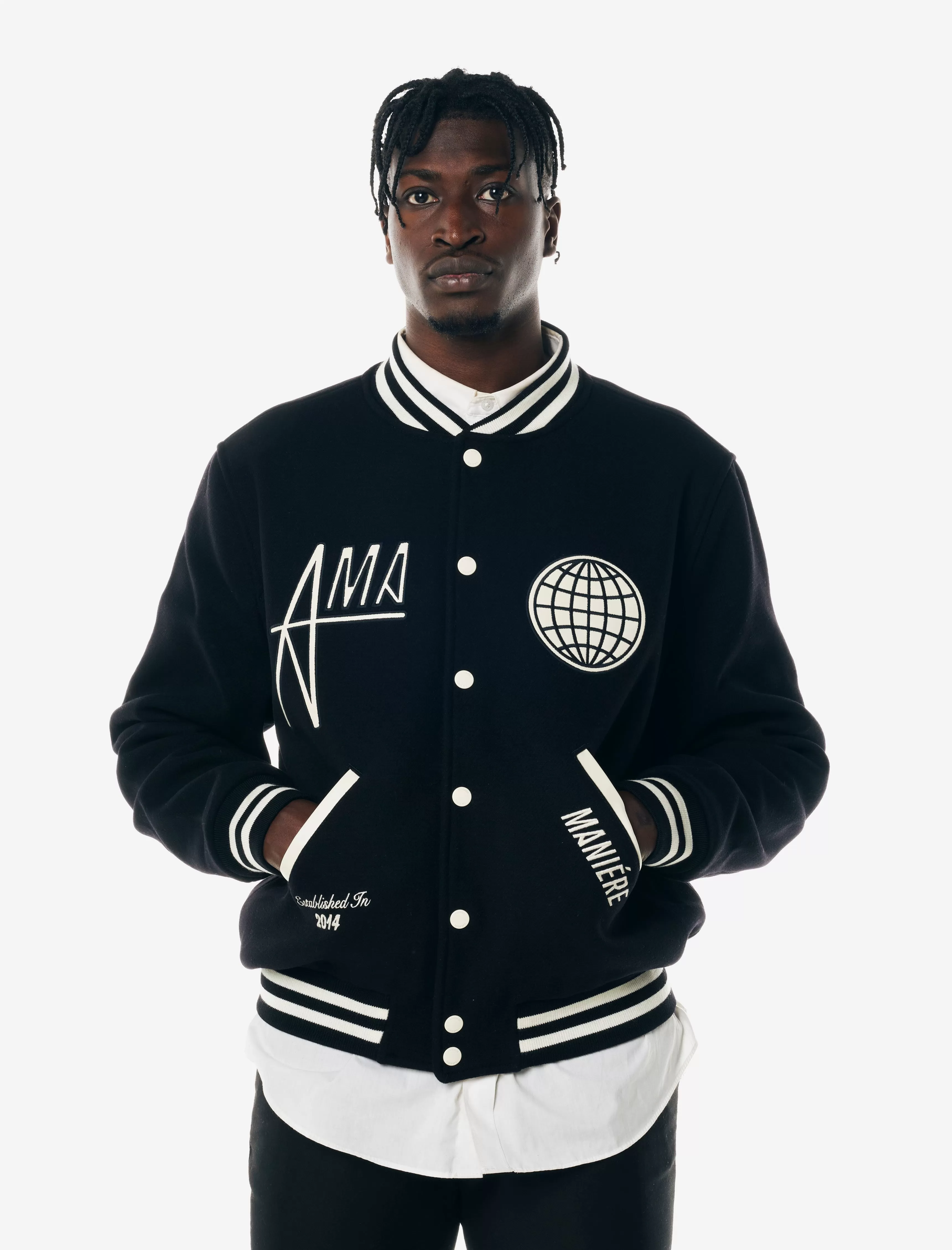 A MA MANIRE ANNIVERSARY VARSITY JACKET