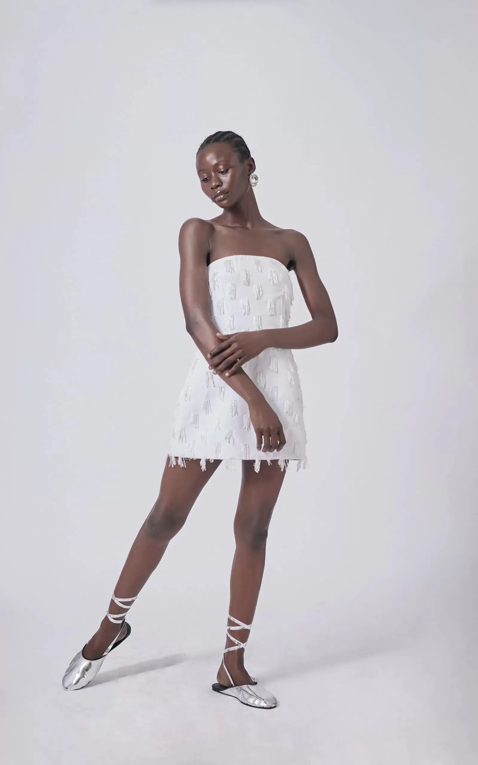 Abiola Olusola MINI HAND-WOVEN WHITE COTTON LINING NAMI MINI DRESS