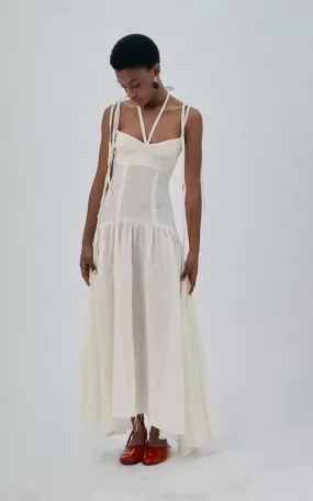 Abiola Olusola MULTIPLE STRAPS,  BUSTIER CUT, RAW HEM YAMI DRESS