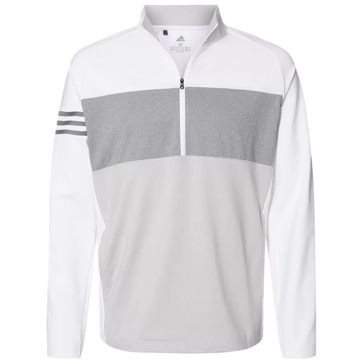 adidas Men's White/Grey Three Heather/Grey Three 3-Stripes Competition Quarter-Zip Pullover