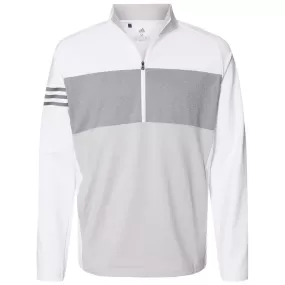 adidas Men's White/Grey Three Heather/Grey Three 3-Stripes Competition Quarter-Zip Pullover