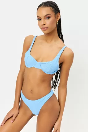 Anna Underwire Ribbed Bikini Top - Chambray