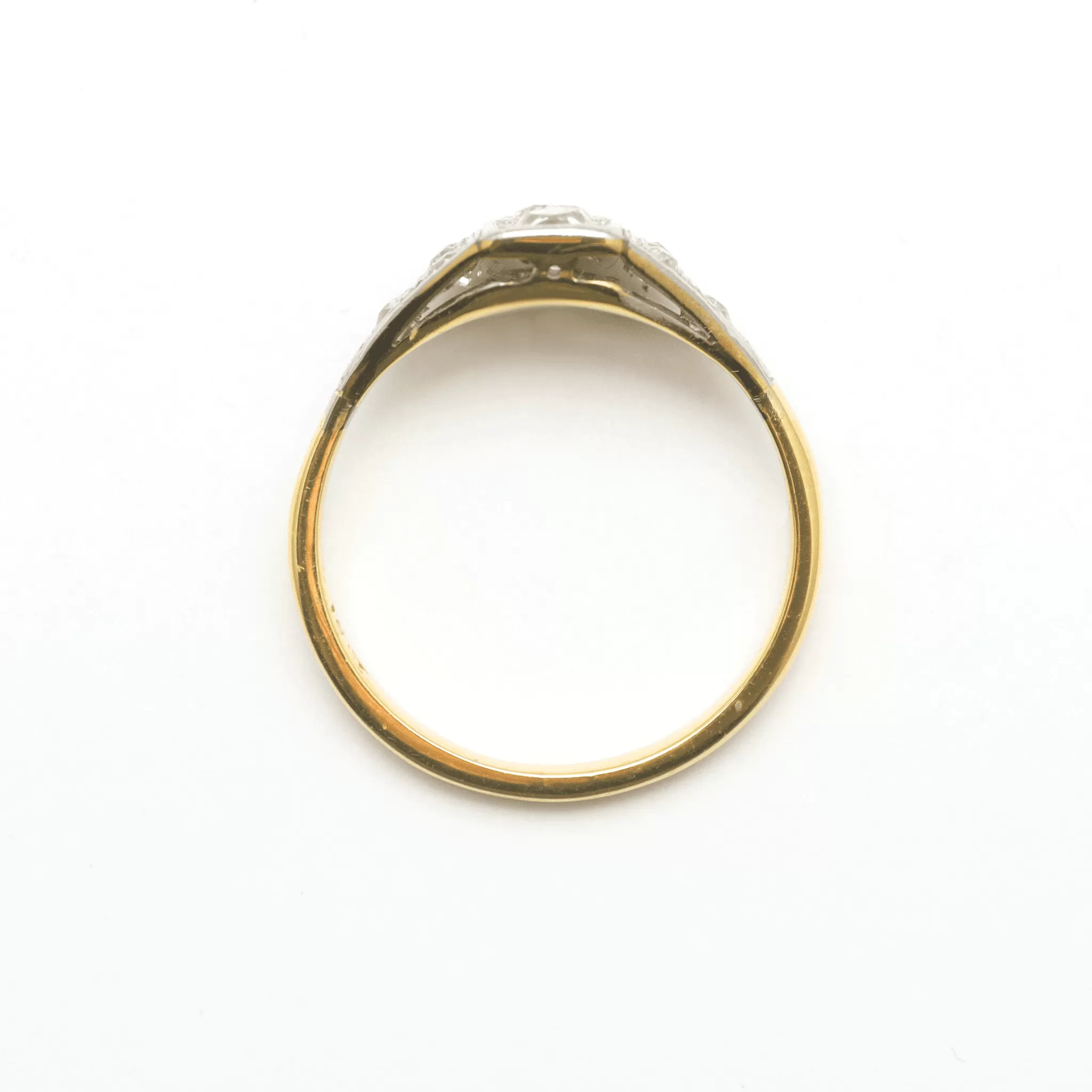 Art Deco Diamond 18ct yellow gold .80 carat Panel Ring