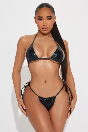 Ashlyn Faux Leather 2 Piece Bikini - Black