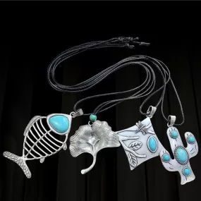 Babakud Animal Plant Shape Silver Plated Retro Necklace