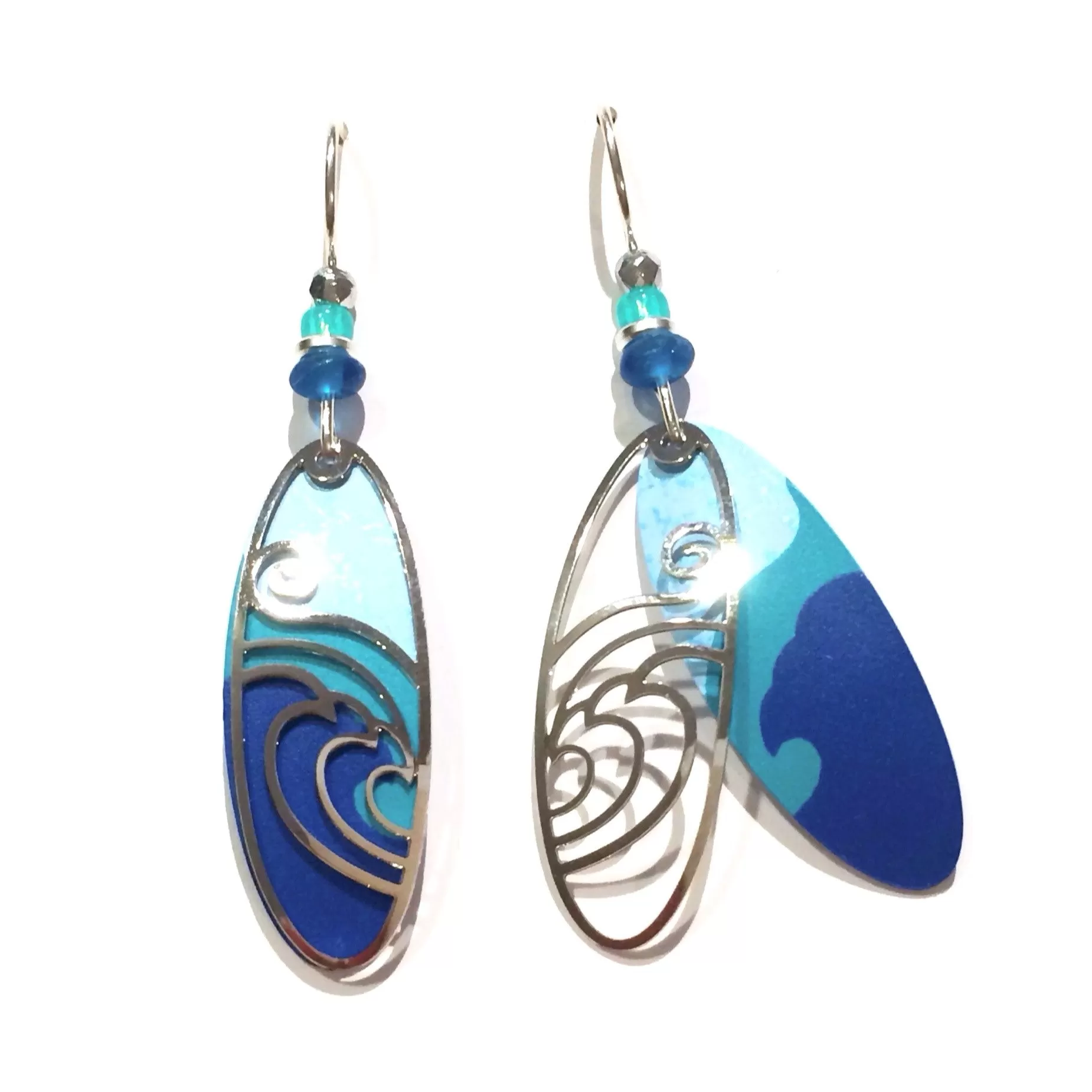 Blue and Silver Wave Earrings by Adajio