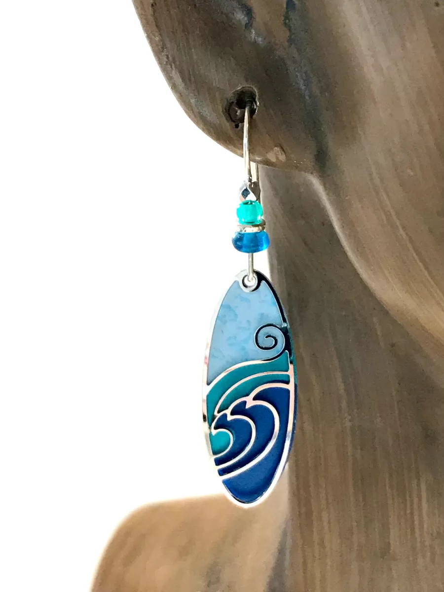 Blue and Silver Wave Earrings by Adajio