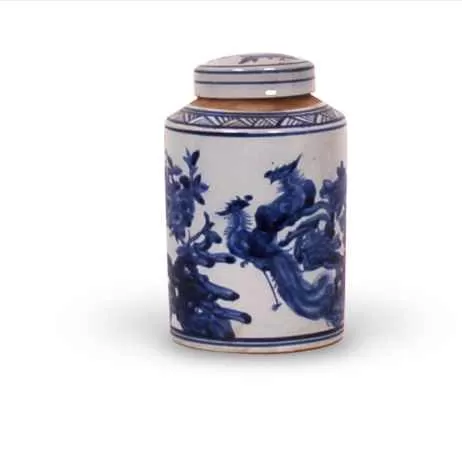 Blue and White Phoenix Tea Tin