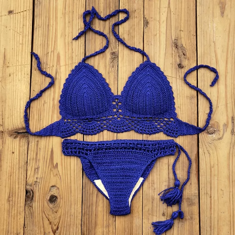 Boho Bella Bohemian - handgefertigter gehäkelter Push-up-Bikini