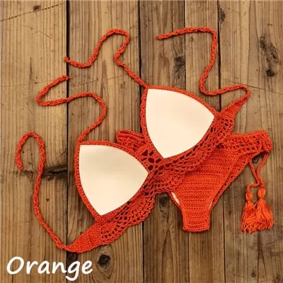 Boho Bella Bohemian - handgefertigter gehäkelter Push-up-Bikini