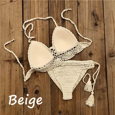 Boho Bella Bohemian - handgefertigter gehäkelter Push-up-Bikini