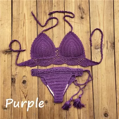 Boho Bella Bohemian - handgefertigter gehäkelter Push-up-Bikini