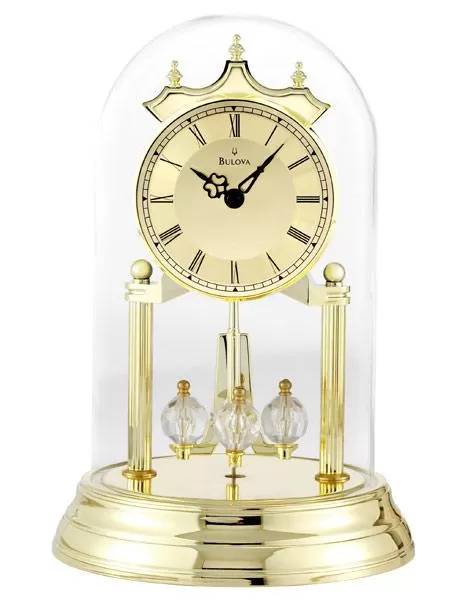 Bulova Tristan Polished Brass Tone Anniversary Clock - Rotating Pendulum