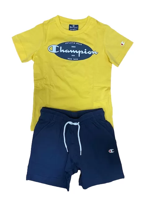 Champion boy's outfit Legacy Graphic T-shirt   Bermuda 306314 YS043 MIY yellow-blue