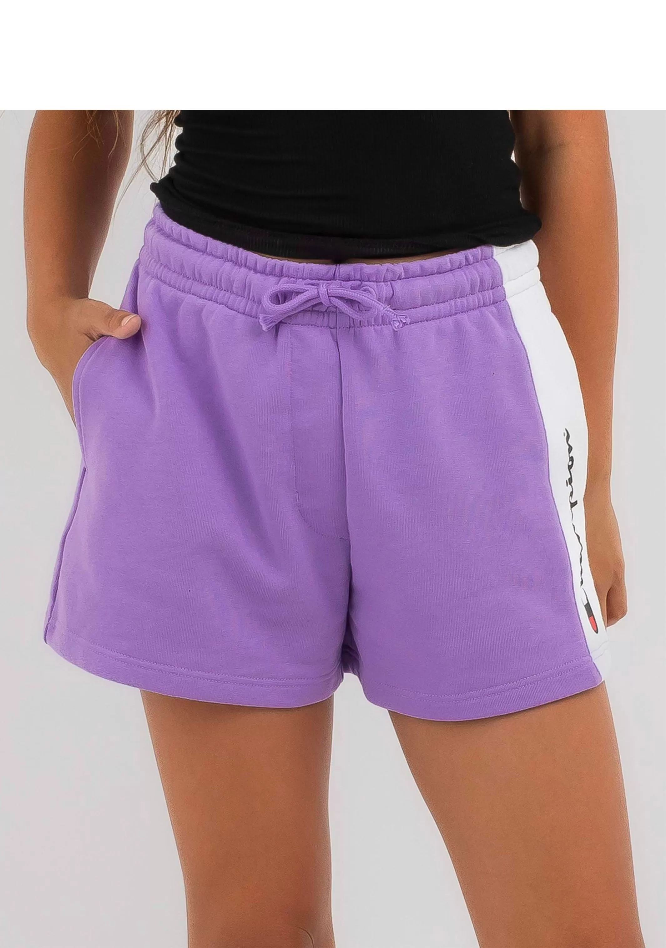 Champion Junior Girls' French Terry Panel Shorts <BR> KVUMN HKI