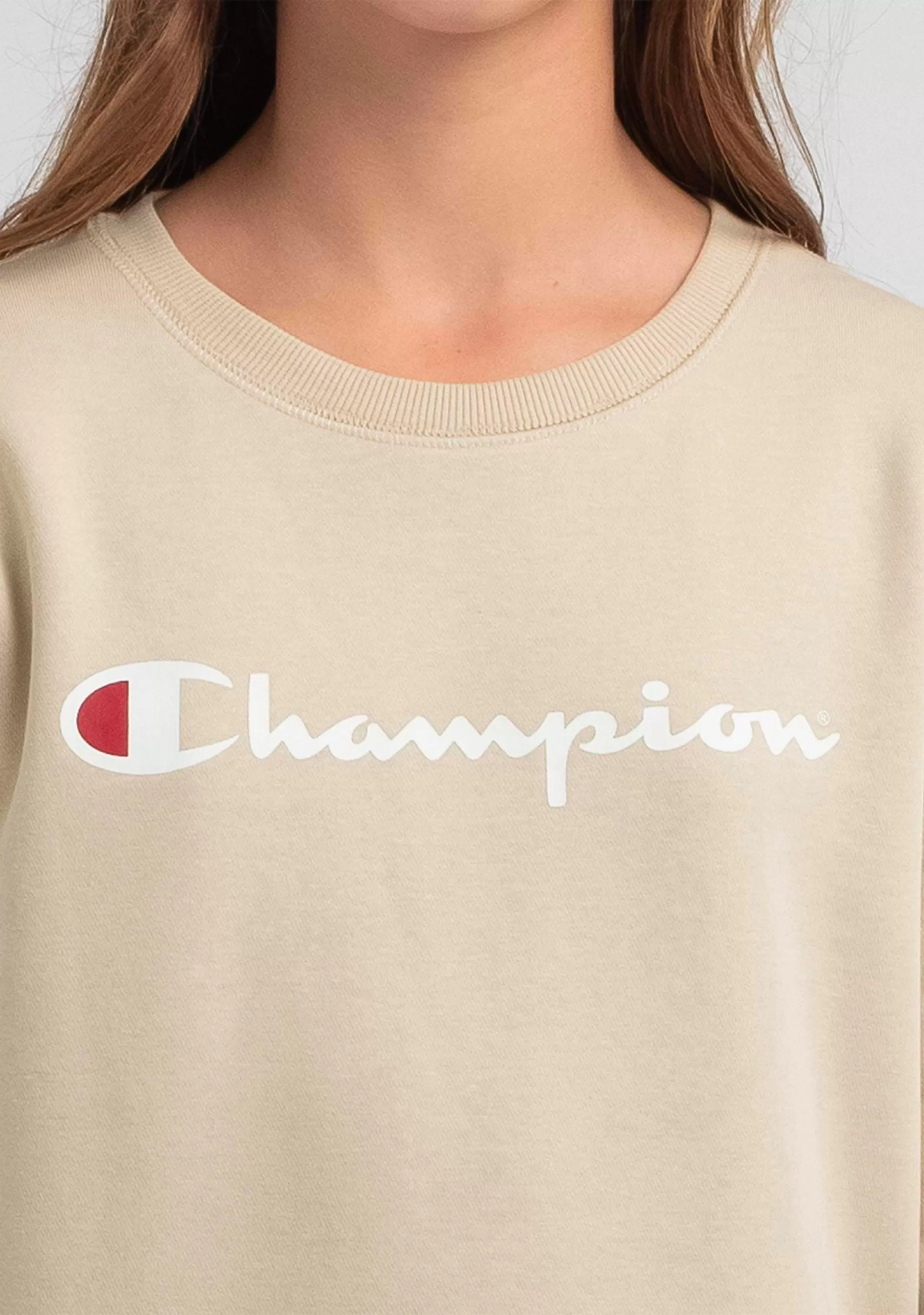 Champion Junior Script Logo Crew Beige <br> KXJCN EQQ