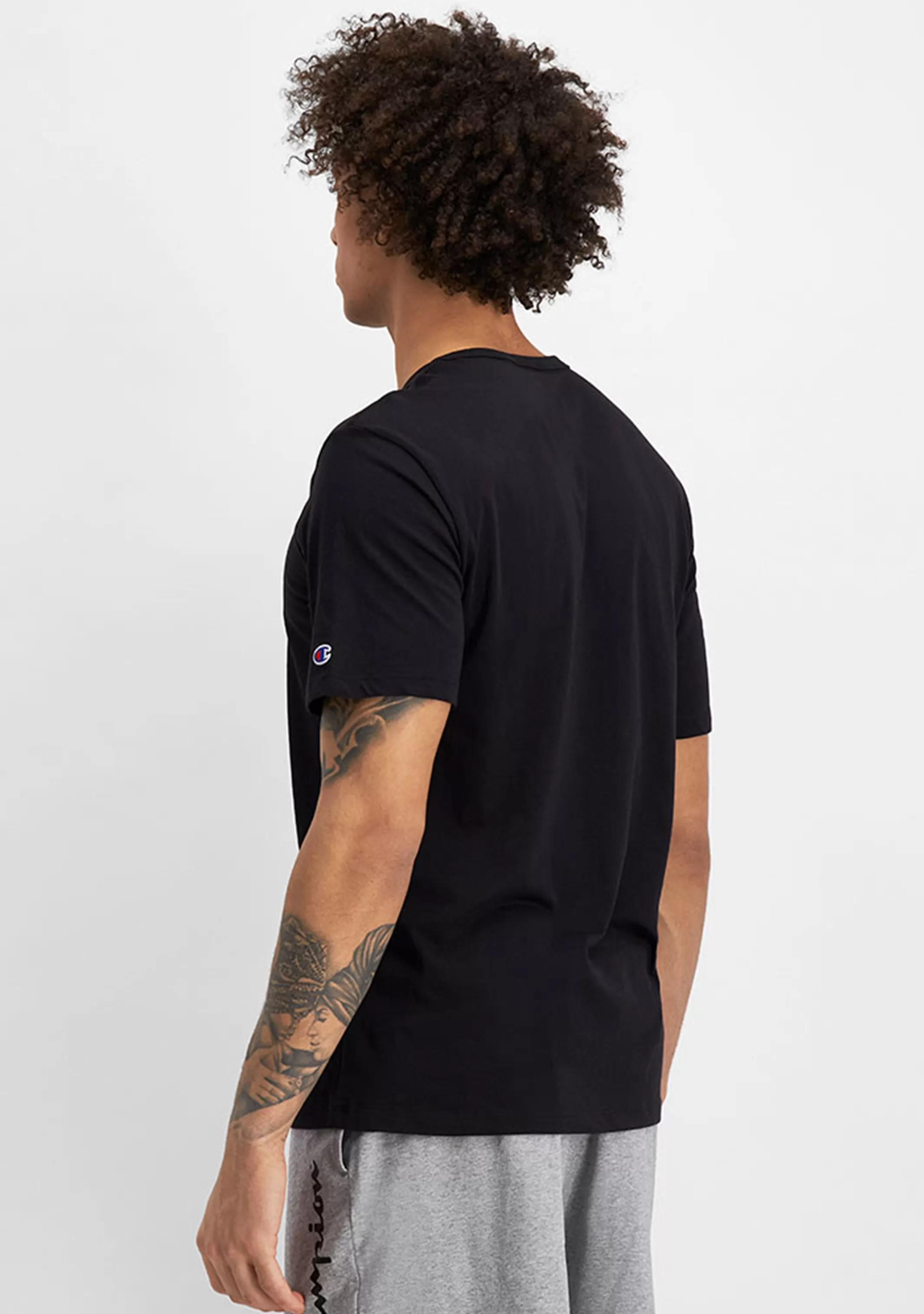 Champion Mens Script Logo Short Sleeve Tee Black <br> AXQPN BLK