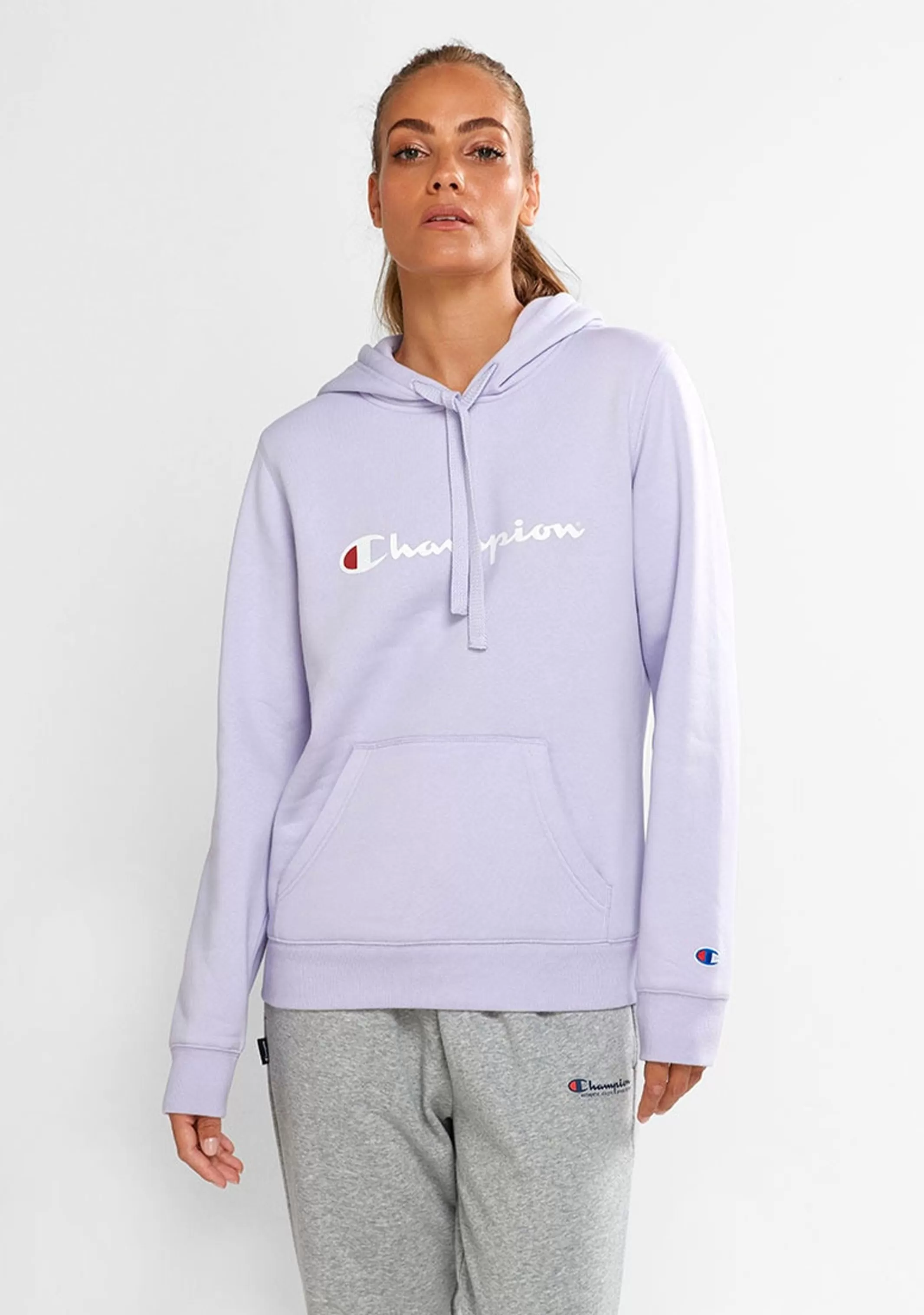 Champion Womens Script Logo Hoodie Lilac <br> CWG4N XMC