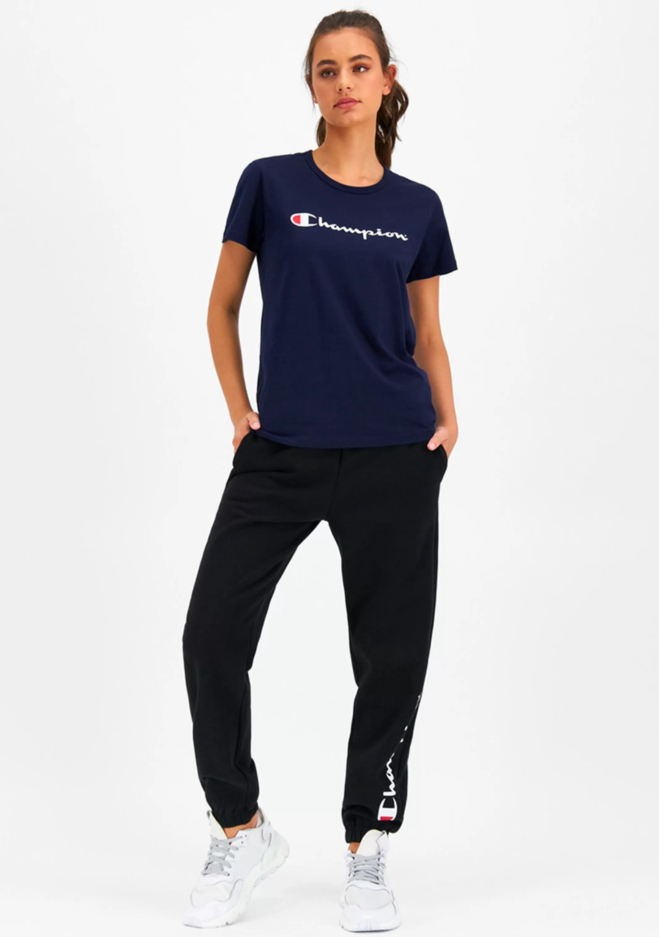 Champion Womens Script Short Sleeve Tee Navy <BR> CVRGN NAV