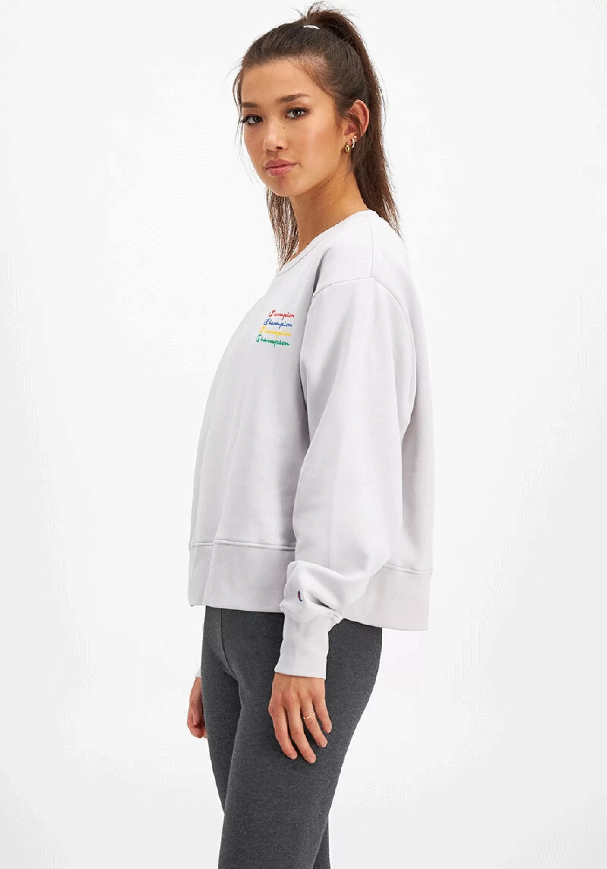 Champion Womens Sporty Graphic Crop Hoodie <BR> CRLFN 0CH