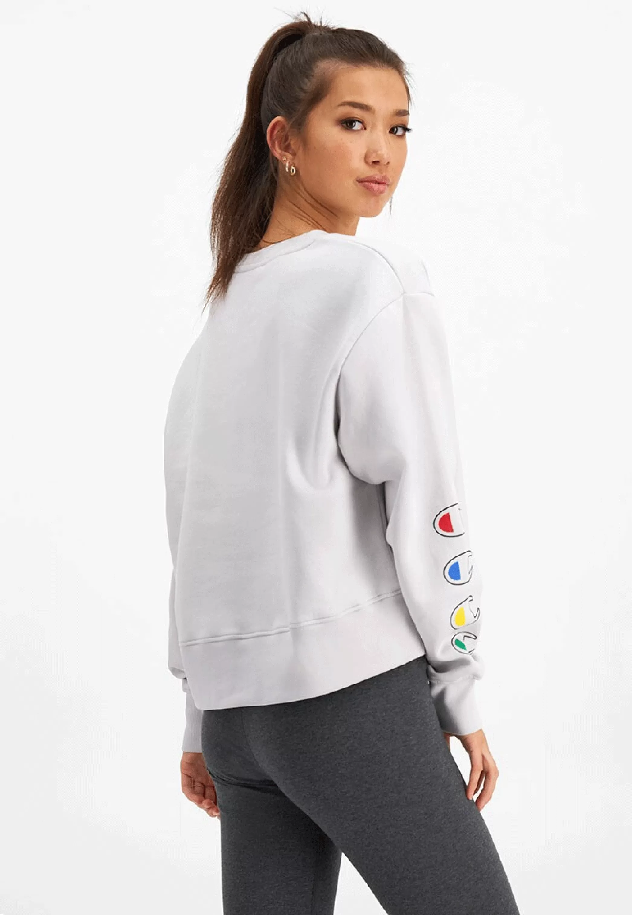 Champion Womens Sporty Graphic Crop Hoodie <BR> CRLFN 0CH