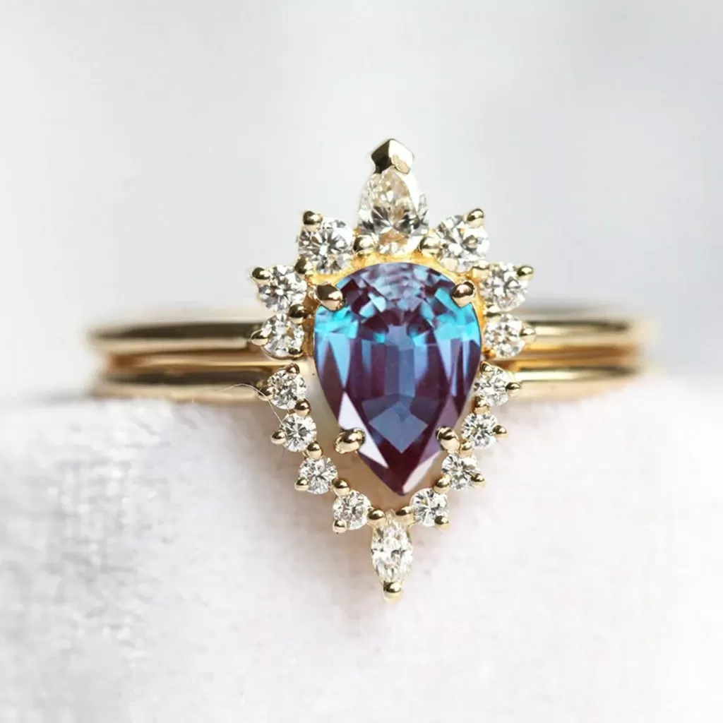 Corinne Pear Alexandrite Ring Set