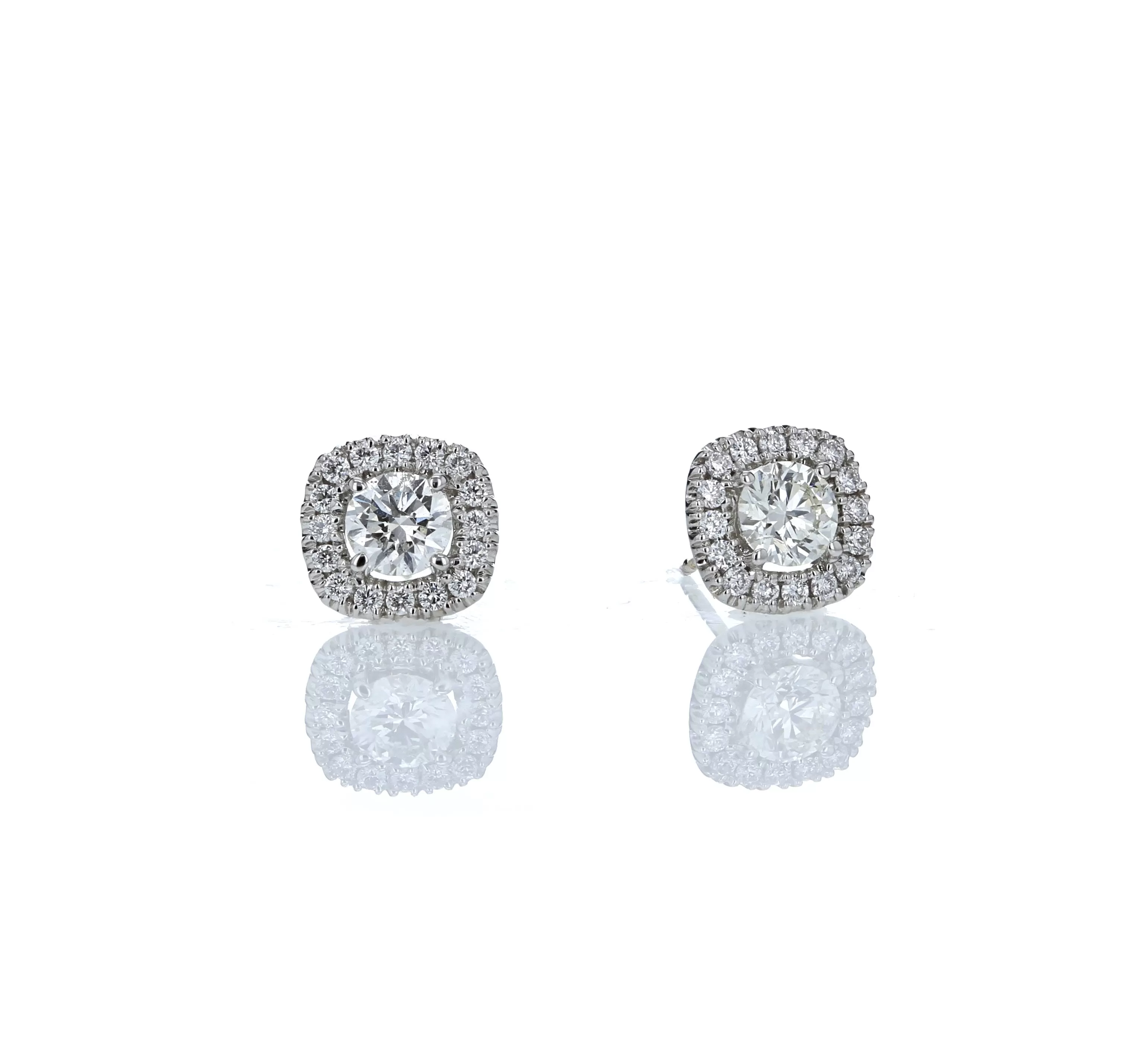 Cushion Halo Stud Earrings 1.00tw