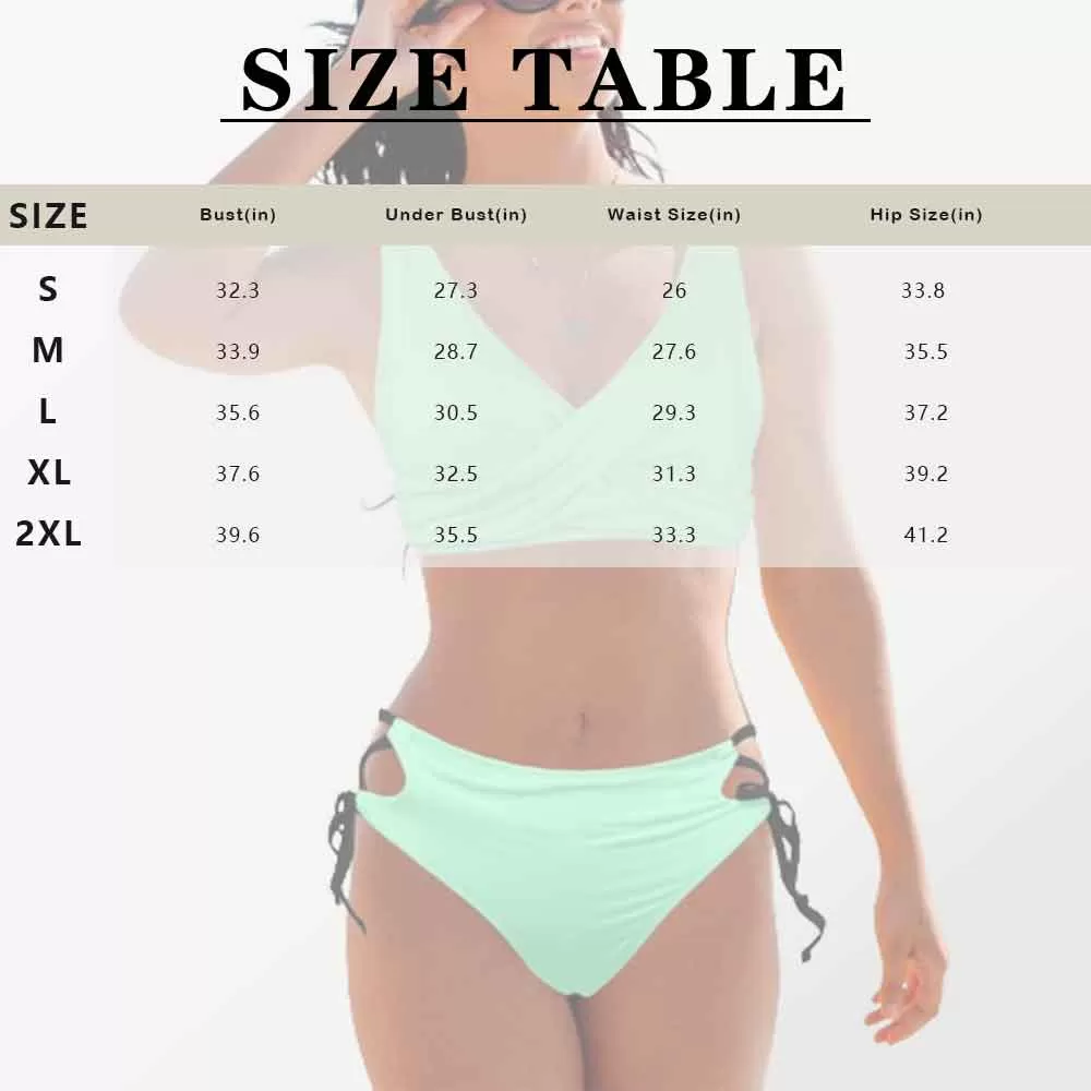 Custom Seamless Face Front Cross Tie Side Bikini Set Personalized Two Piece Swimsuit Bathing Suit