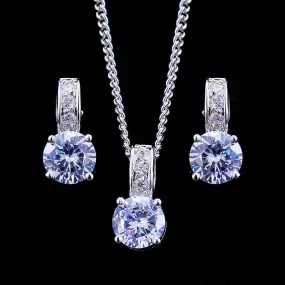 CZ Crystal Silver Necklace Earring Set