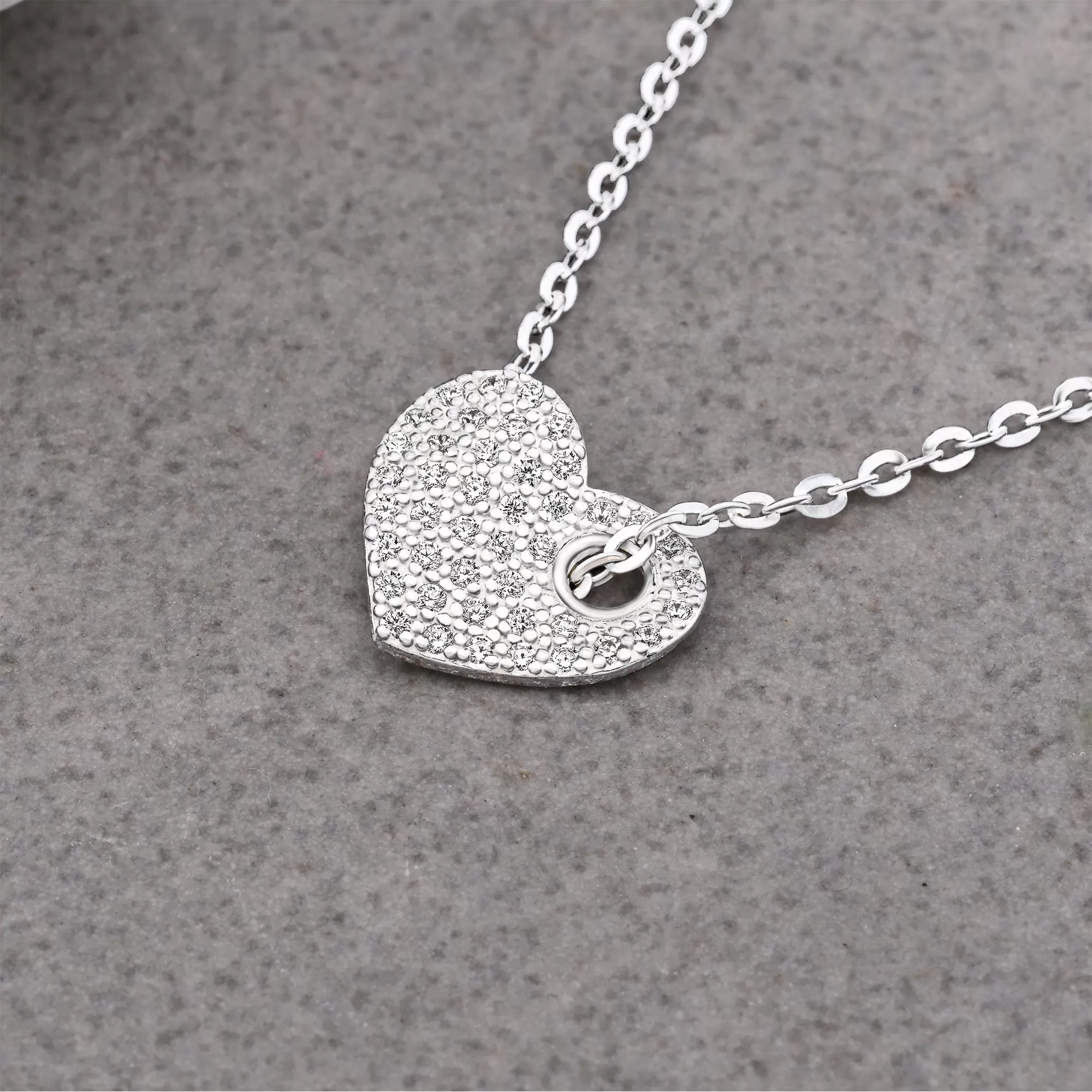 CZ Cut Out Heart Necklace Sterling Silver