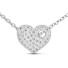 CZ Cut Out Heart Necklace Sterling Silver