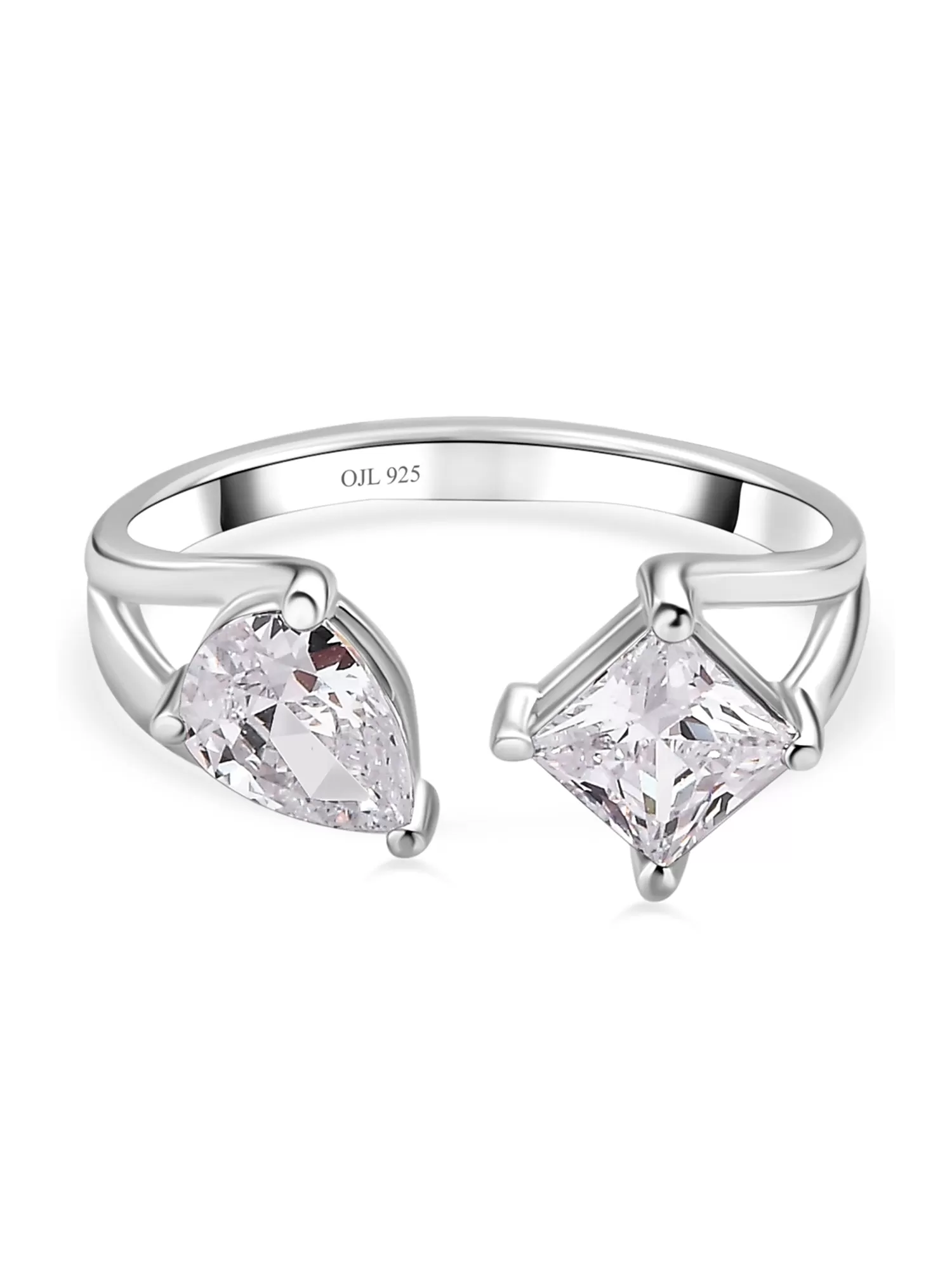 Diamond Look Double Solitaire Ring In 925 Silver