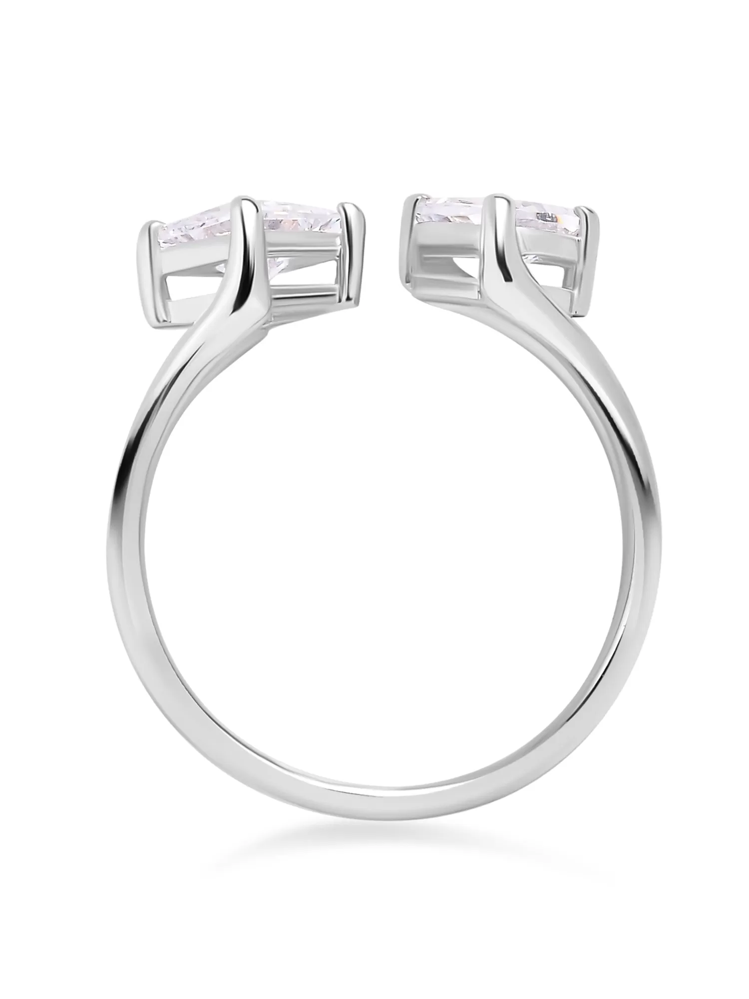 Diamond Look Double Solitaire Ring In 925 Silver