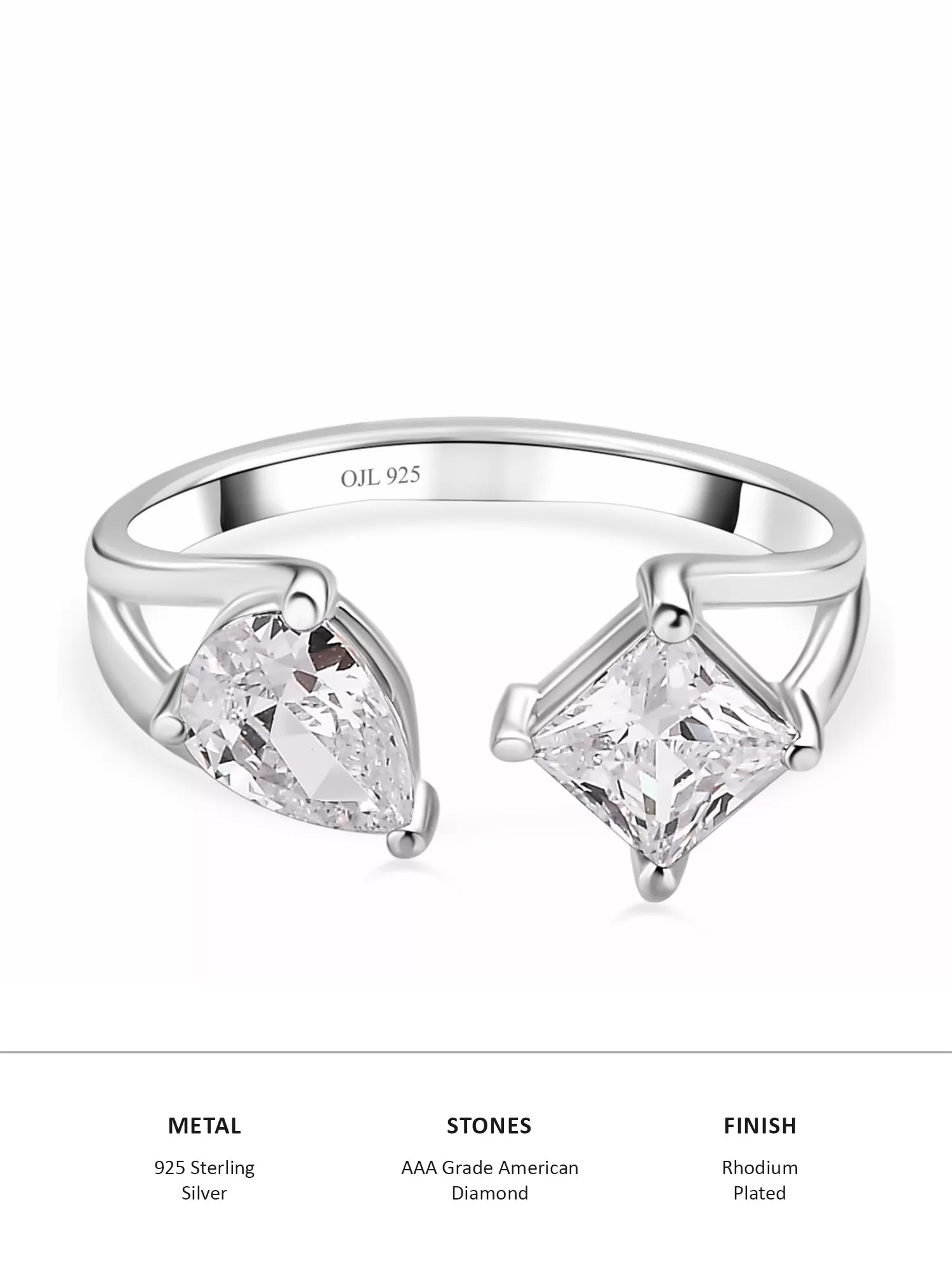 Diamond Look Double Solitaire Ring In 925 Silver