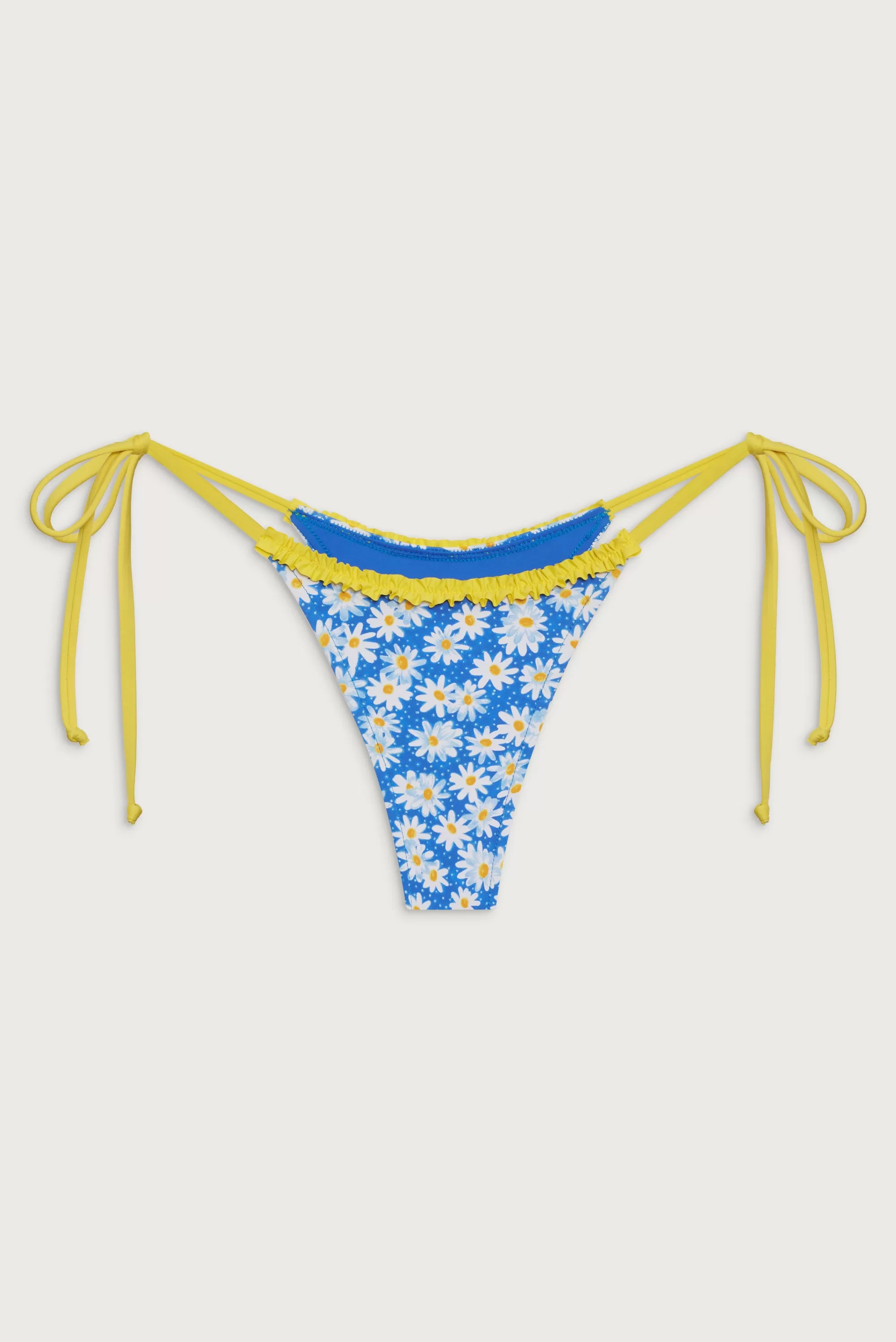 Divine Tie Side Skimpy Bikini Bottom - Blue Daisy