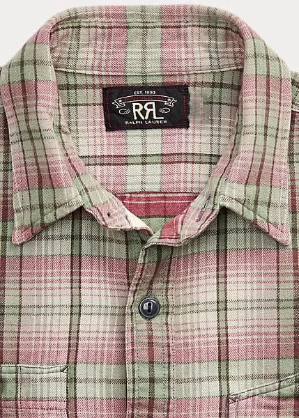 Double RL - Plaid Twill Workshirt - Sage/Pink