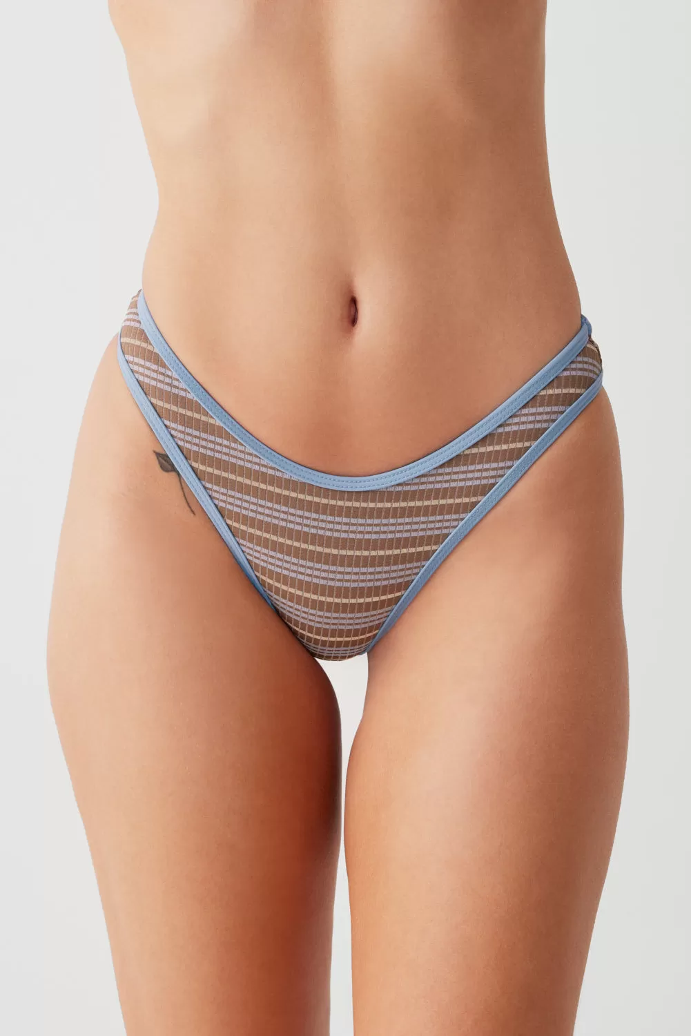 Dove Striped Classic Bikini Bottom - Ocean Stone