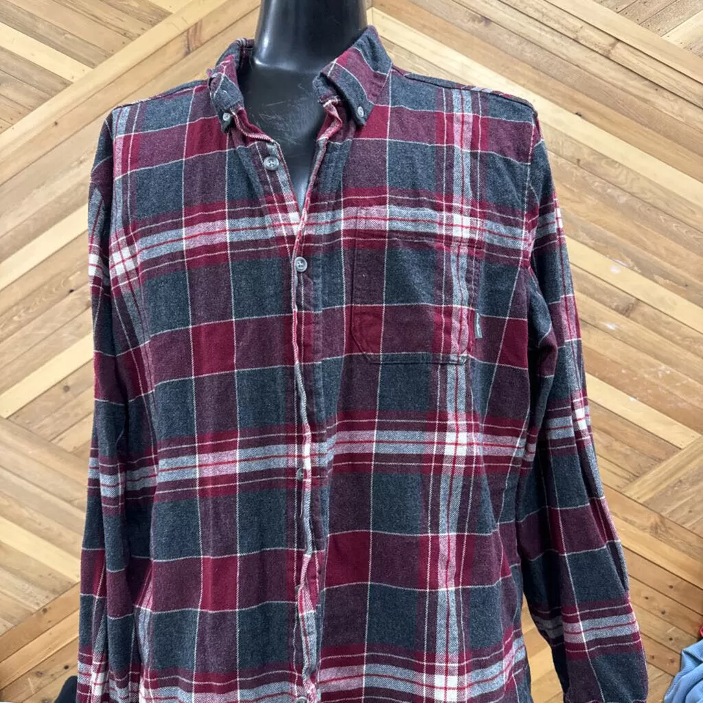 Eddie Bauer - Men's Flannel Shirt - MSRP $100: Red/Grey-men-XL