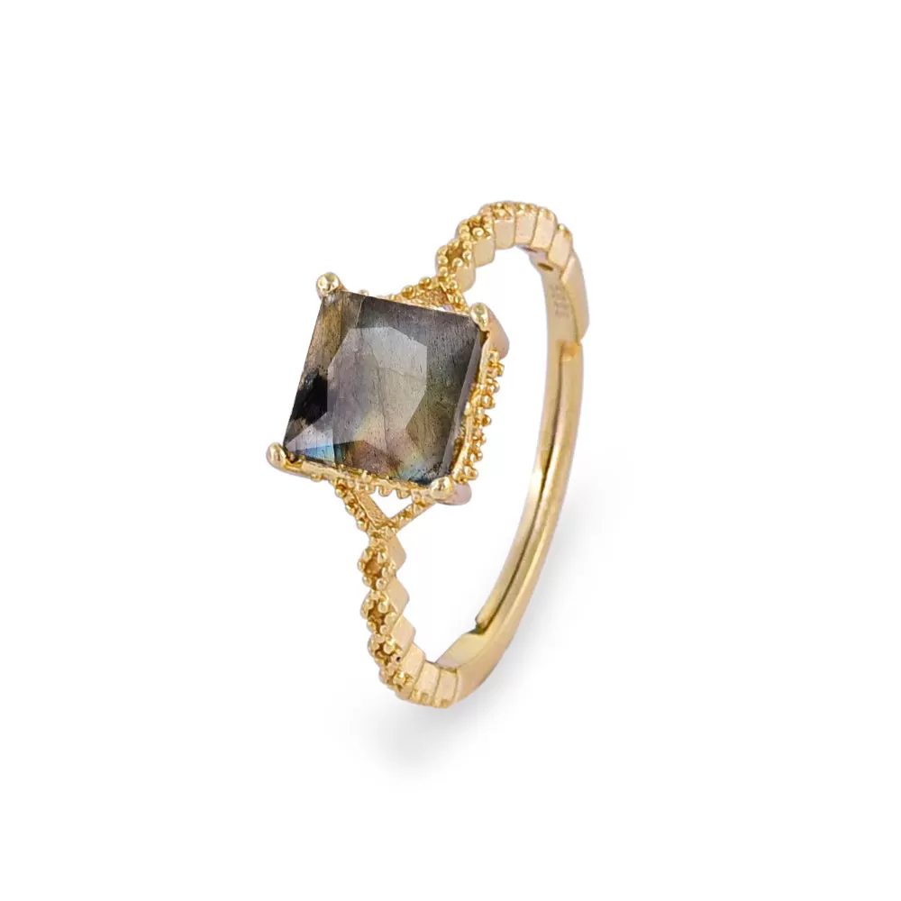 Elaina Square Gemstone Ring