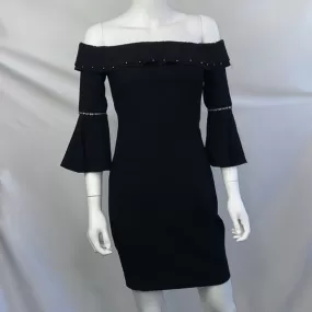 ElieTahari NWT Black Bell Sleeve Off Shoulder Dress