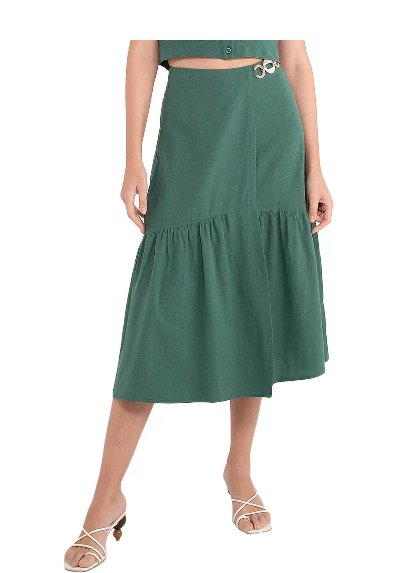 ELLE Apparel Overlapping Midi Skirt