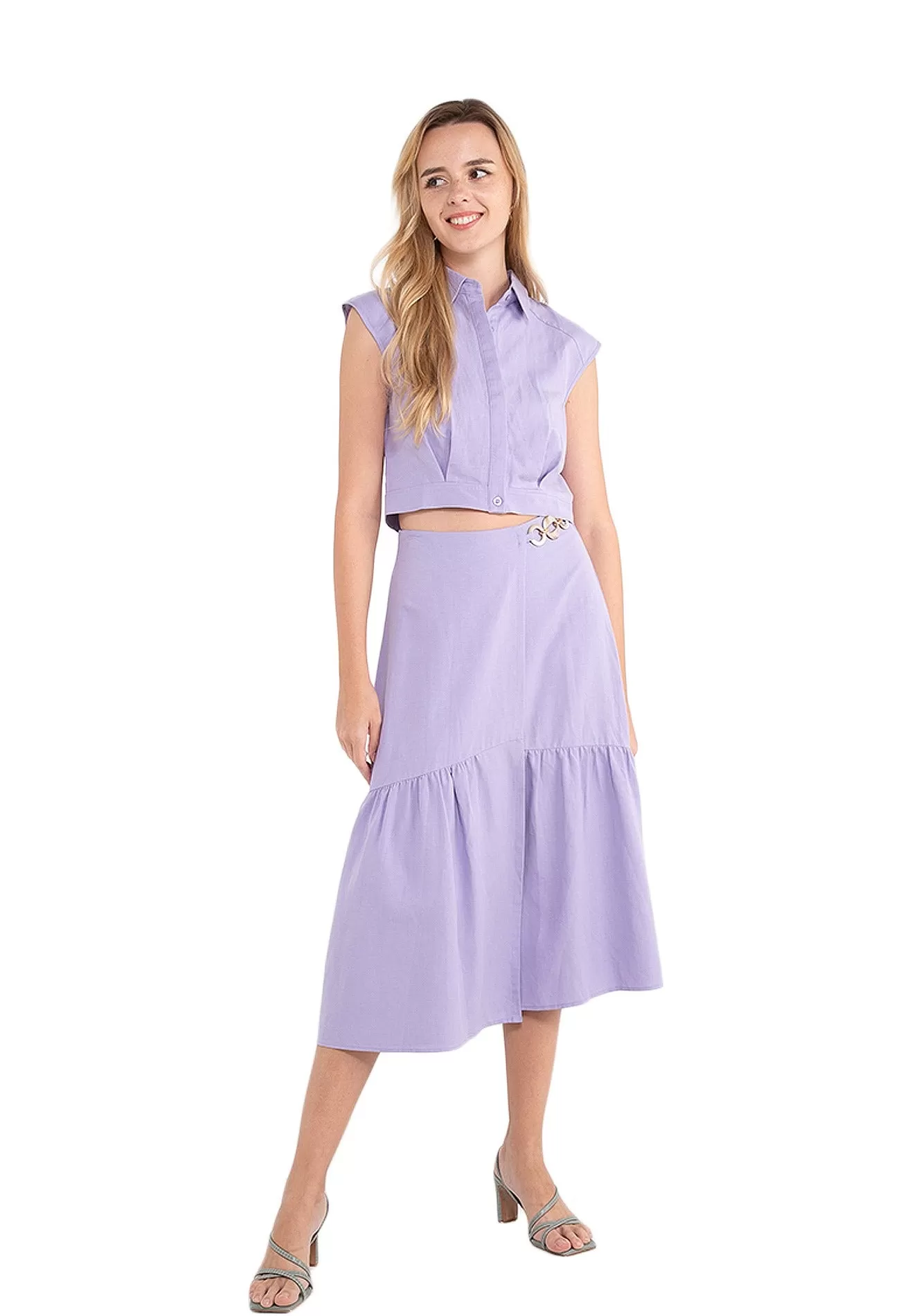 ELLE Apparel Overlapping Midi Skirt